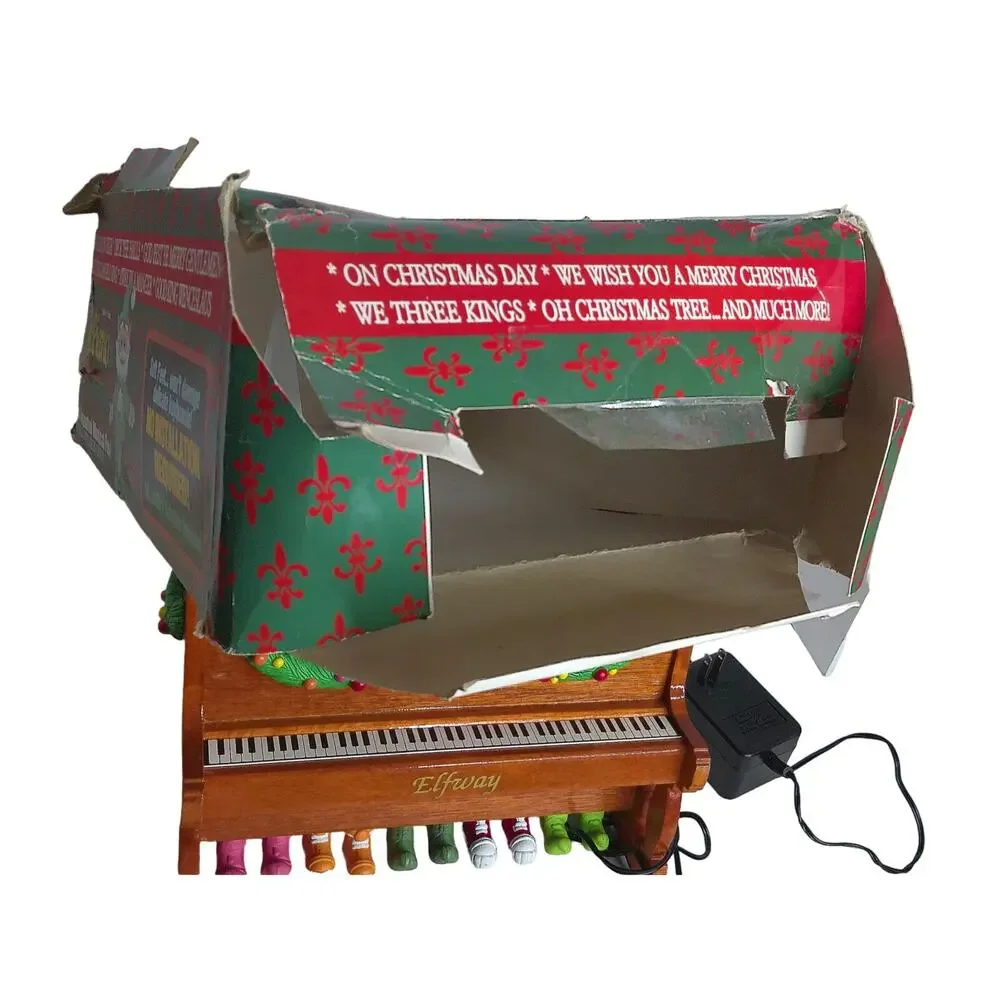 Vintage Santas Magic Piano Animated Musical Eflway Elf Feet Christmas READ